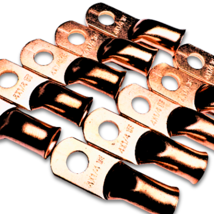 Terminal de anillo de cobre 100% OFC calibre 4 con orificio de 1/4" - 10 piezas