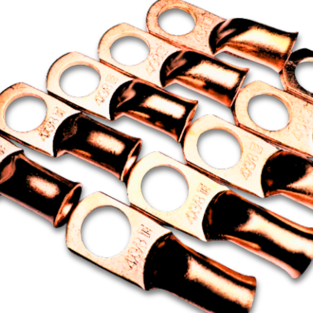 Terminal de anillo de cobre 100% OFC calibre 4 con orificio de 3/8" - 10 piezas