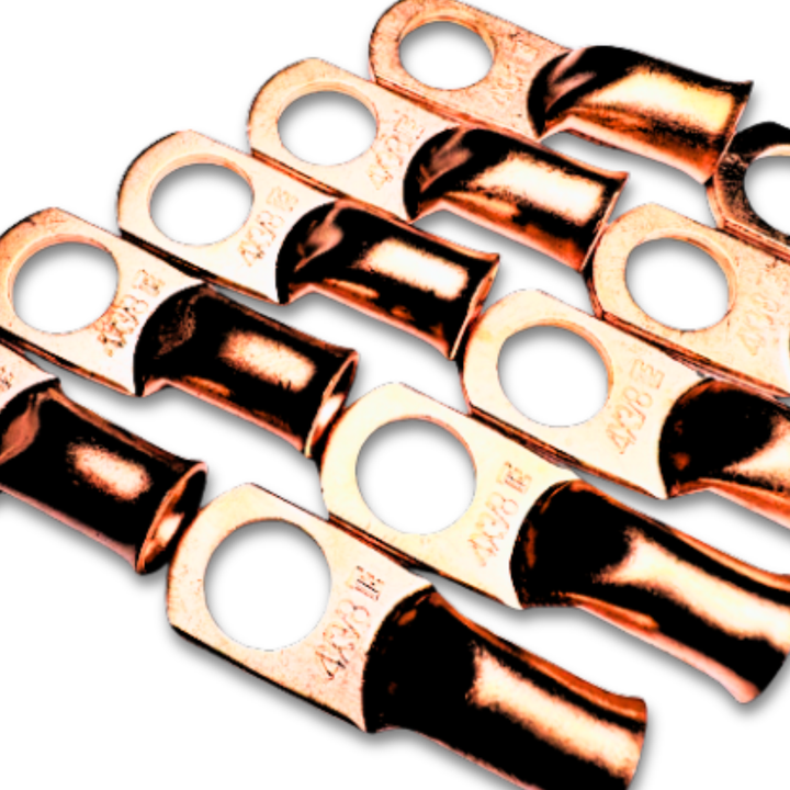Terminal de anillo de cobre 100% OFC calibre 4 con orificio de 3/8" - 10 piezas