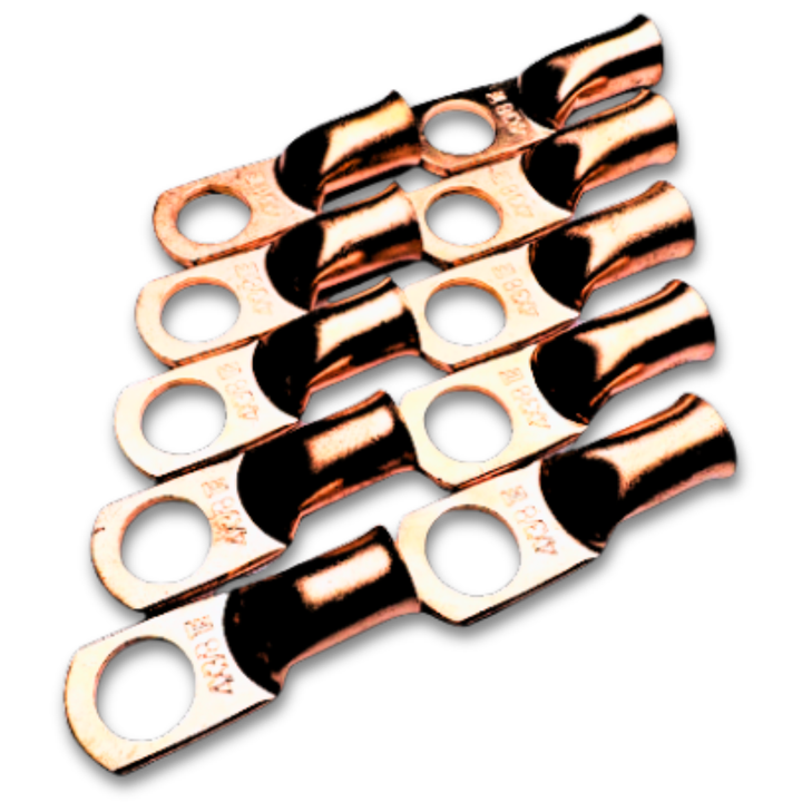 Terminal de anillo de cobre 100% OFC calibre 4 con orificio de 3/8" - 10 piezas