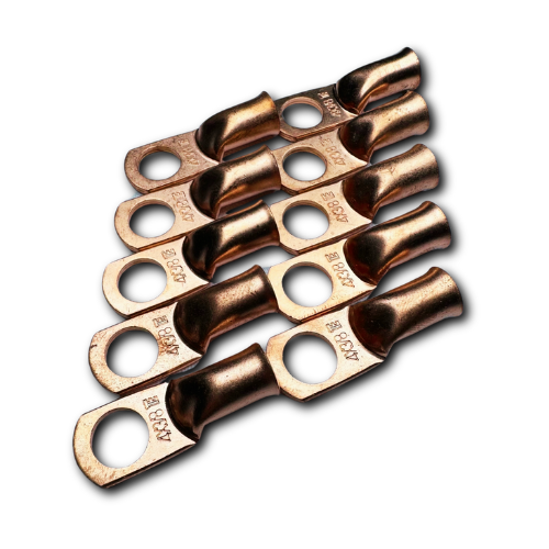 4 Gauge 100% OFC Copper Ring Terminal Lug with 3/8" Hole - 10 Pieces