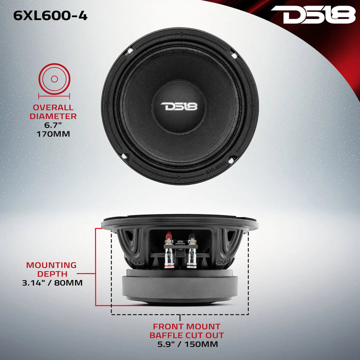 DS18 6XL600-4 6.5" Mid-Range Loudspeaker - 300 Watts Rms 4-ohm