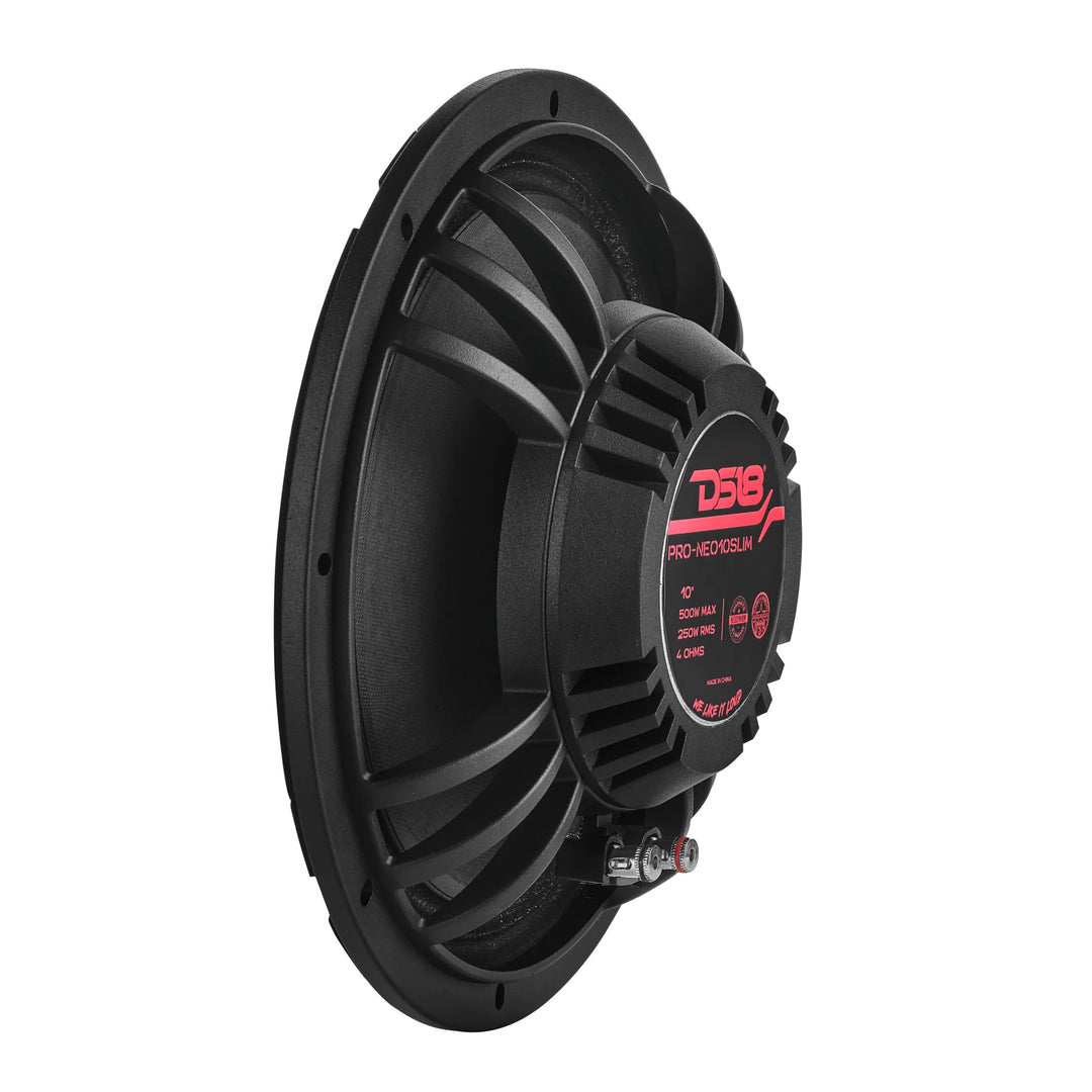 DS18 PRO-NEO10SLIM 10" Neodymium Mid-Range Speaker - 250 Watts Rms 4-ohm