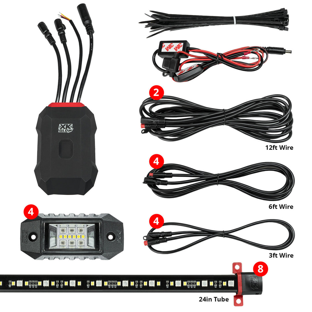 XKGlow AP-CAR-ADV XKAlpha App Controlled RGBW Addressable LED Light Underglow Kit