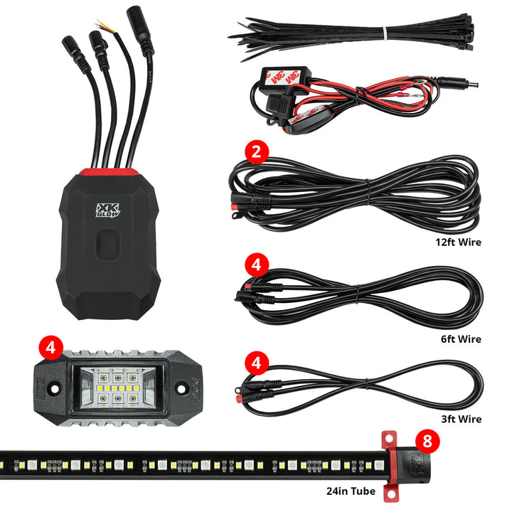 XKGlow AP-CAR-ADV XKAlpha App Controlled RGBW Addressable LED Light Underglow Kit