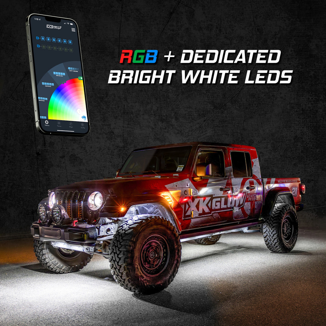 XKGlow AP-CAR-ADV XKAlpha App Controlled RGBW Addressable LED Light Underglow Kit