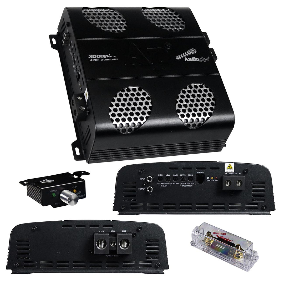 Audiopipe APHF-3000D-H2 Monoblock Full-Range Amplifier - 1 x 3000 Watts Rms @ 2-ohm