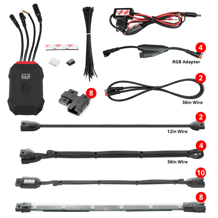 XKGlow AP-MOTO-STA XKAlpha App Controlled Standard Kit Addressable LED Motorcycle Accent Lights