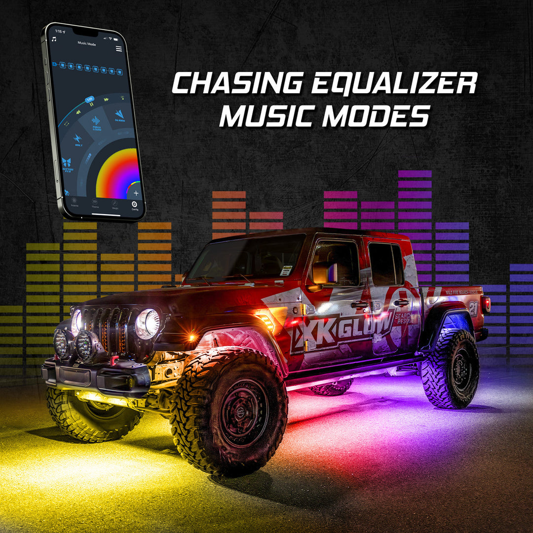 XK Glow AP-ROCK-ADV XKalpha Advanced RGBW Addressable LED Rock Light Kit with Color Chasing – App-controlled