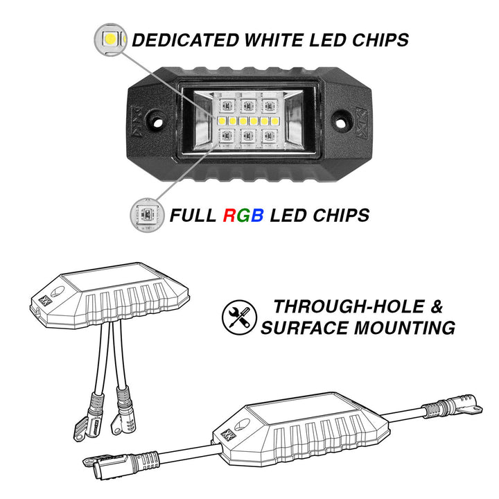 XK Glow AP-ROCK-STA XKalpha Standard RGBW Addressable LED Rock Light Kit with Color Chasing – App-controlled