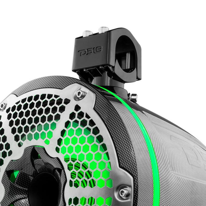 DS18 CF-X10TPNEO Torres marinas de neodimio de fibra de carbono de 10" con luces LED RGB incorporadas - 300 vatios Rms 4 ohmios