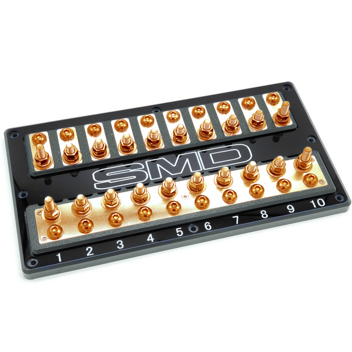 SMD Deca XL2 10 Slot ANL Fuse Block with 100% Oxygen-free Copper Hardware and Clear Acrylic Cover - Made In the USA