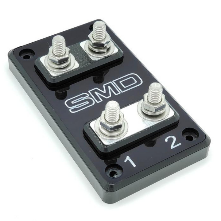 SMD Double 2 Slot ANL Fuse Block with Polished Aluminum Hardware and Clear Acrylic Cover - Made In the USA