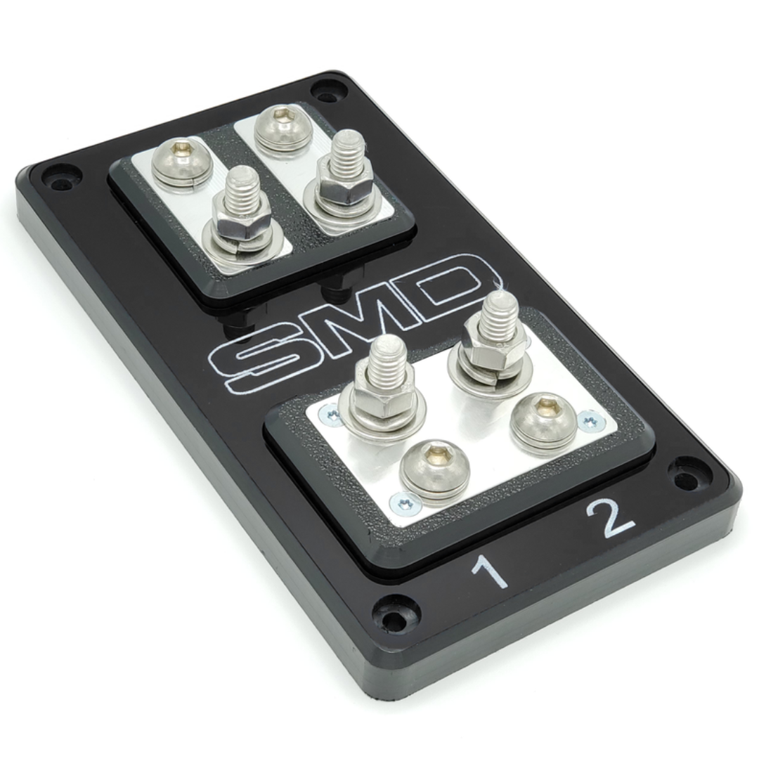 SMD Double XL2 2 Slot ANL Fuse Block with Polished Aluminum Hardware and Clear Acrylic Cover - Made In the USA