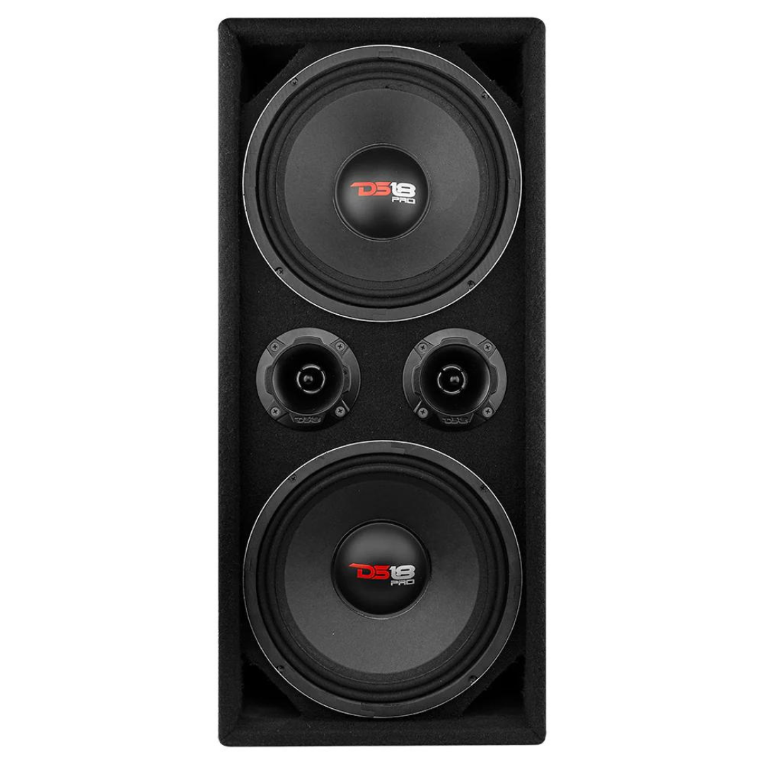 DS18 Loaded Ported Voceteo Enclosure with 2x PRO-X10M 10" Mid-Range Loudspeakers and 2x PRO-TWX2 Super Tweeters - 600 Watts Rms 4-ohm