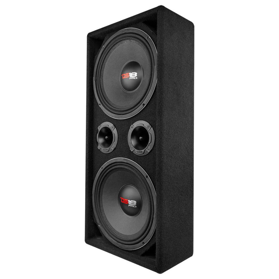 DS18 Loaded Ported Voceteo Enclosure with 2x PRO-X10M 10" Mid-Range Loudspeakers and 2x PRO-TWX2 Super Tweeters - 600 Watts Rms 4-ohm