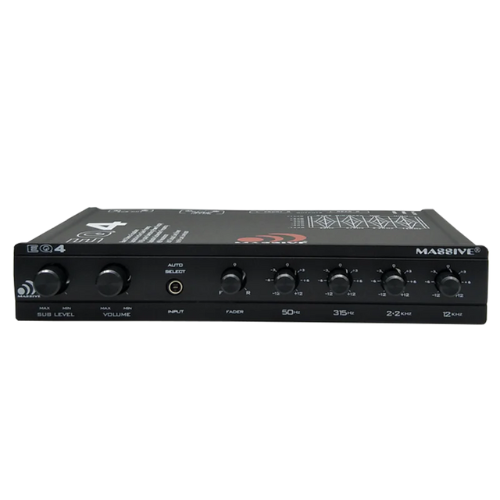 Massive Audio EQ4 In-dash 4-Band Graphic Equalizer with Subwoofer Control Knob and 8 Volt Rca Outputs
