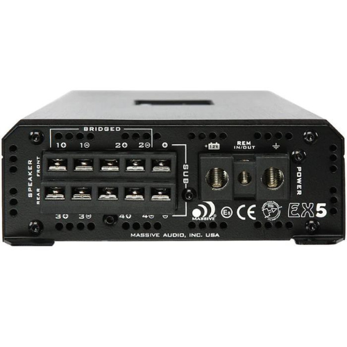 Massive Audio EX5 5-Channel Class AB & D Full-Range Amplifier - 4 x 120 Watts Rms @ 4-ohm + 1 x 800 Watts Rms @ 1-ohm