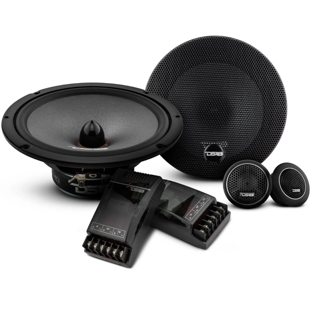 DS18 EXL-SQ6.5CX Juego de altavoces componentes de 2 vías de 6,5" con tweeters y crossovers - 150 vatios Rms 4 ohmios