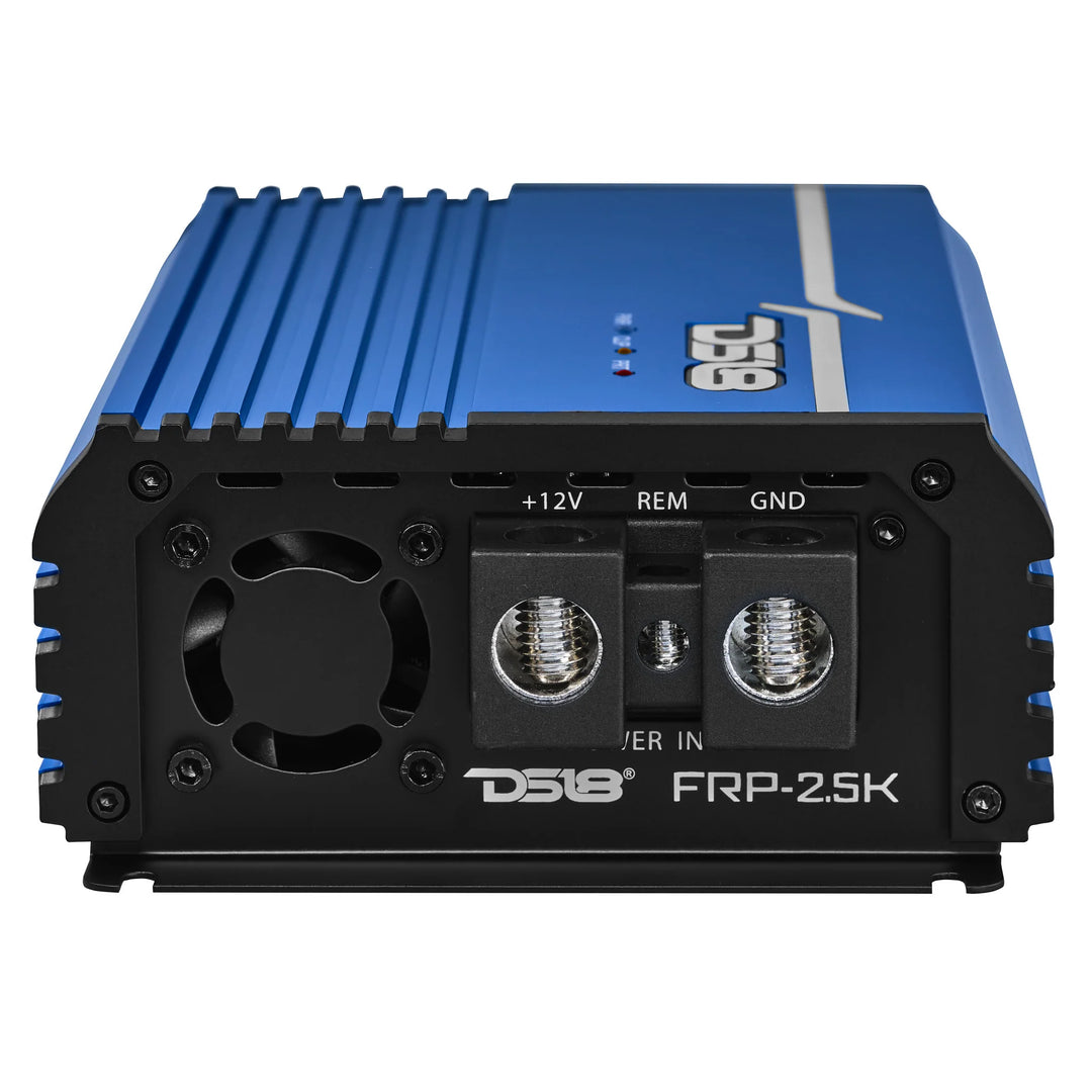 DS18 FRP-2.5K Blue 1-Channel Class D Compact Full-Range Amplifier - 1 x 2500 Watts Rms @ 1-ohm