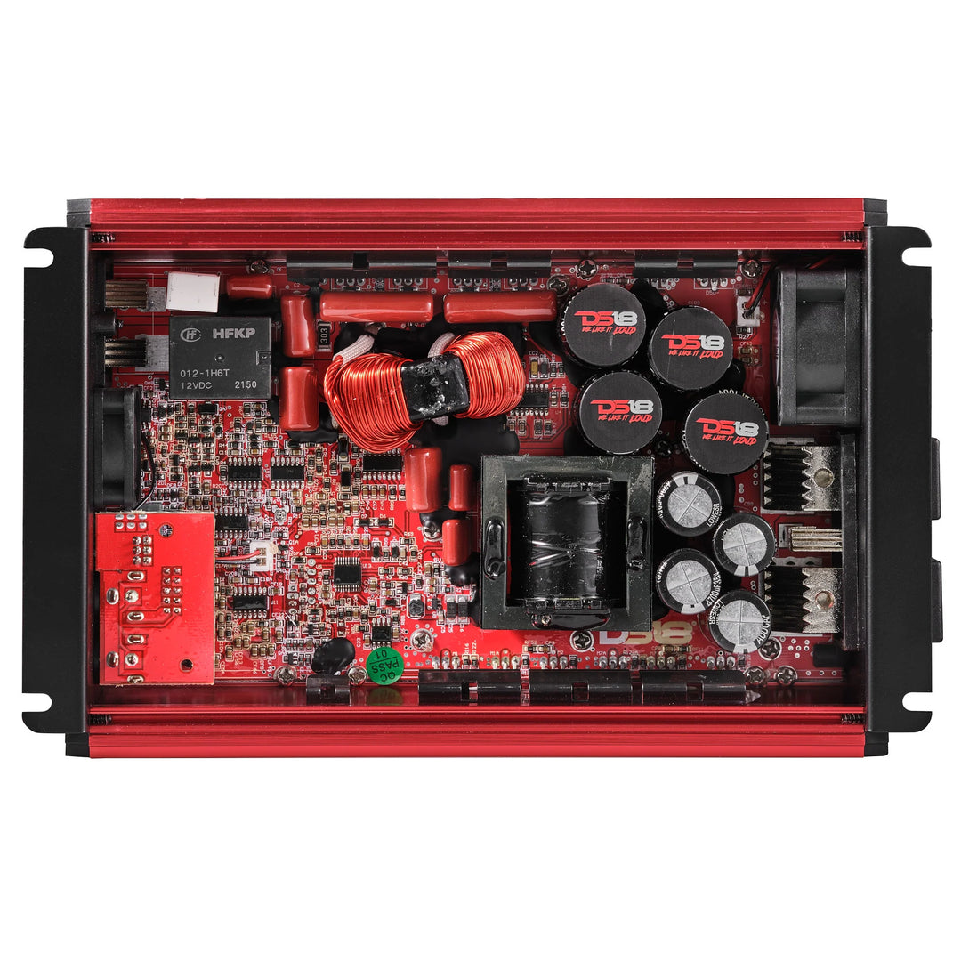 DS18 FRP-2.5K Red 1-Channel Class D Compact Full-Range Amplifier - 1 x 2500 Watts Rms @ 1-ohm