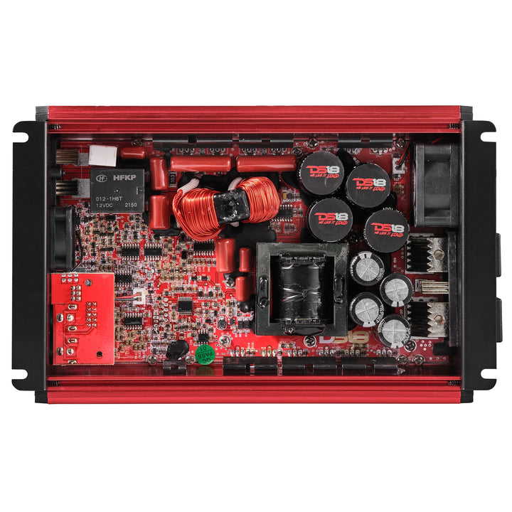 DS18 FRP-2.5K Red 1-Channel Class D Compact Full-Range Amplifier - 1 x 2500 Watts Rms @ 1-ohm