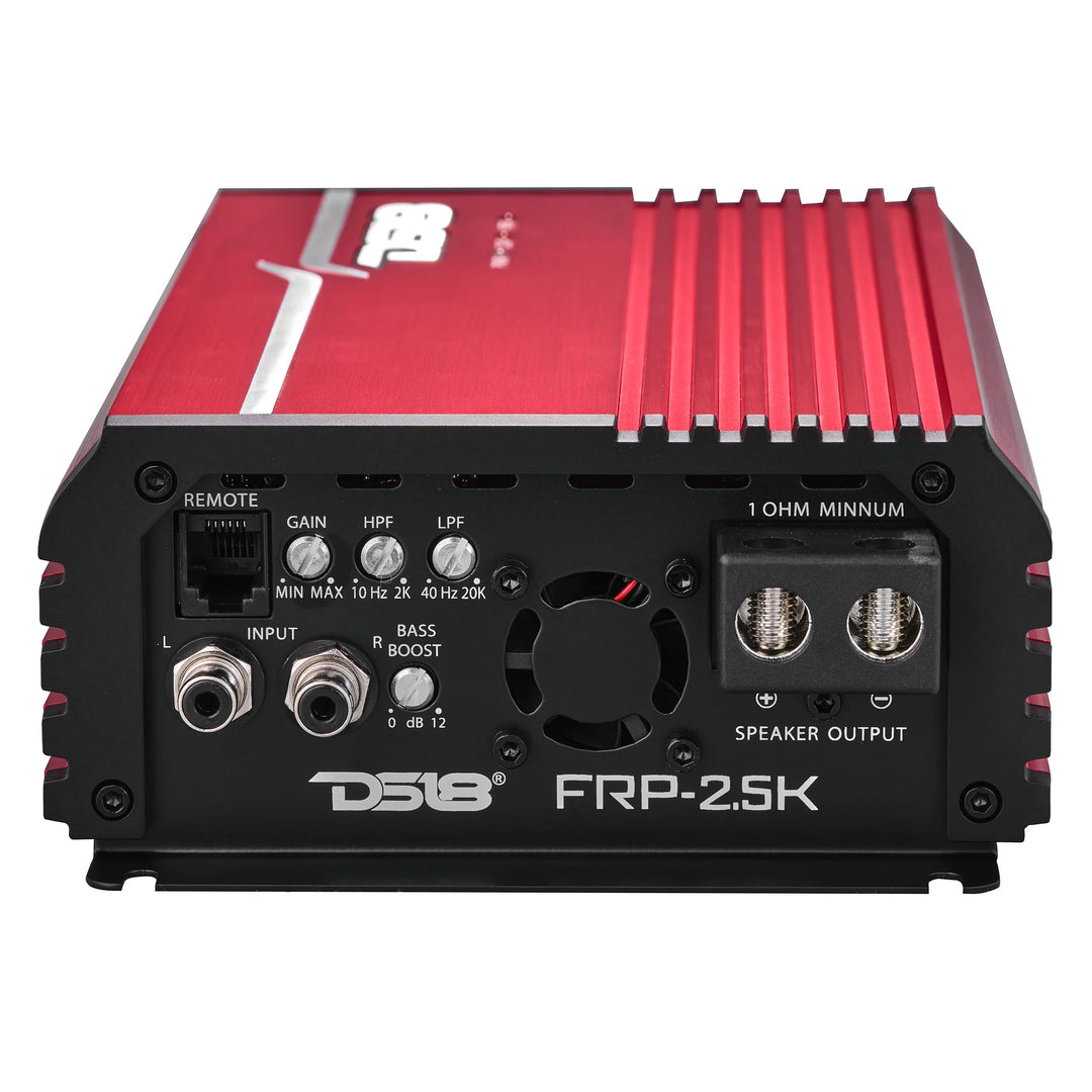 DS18 FRP-2.5K Red 1-Channel Class D Compact Full-Range Amplifier - 1 x 2500 Watts Rms @ 1-ohm