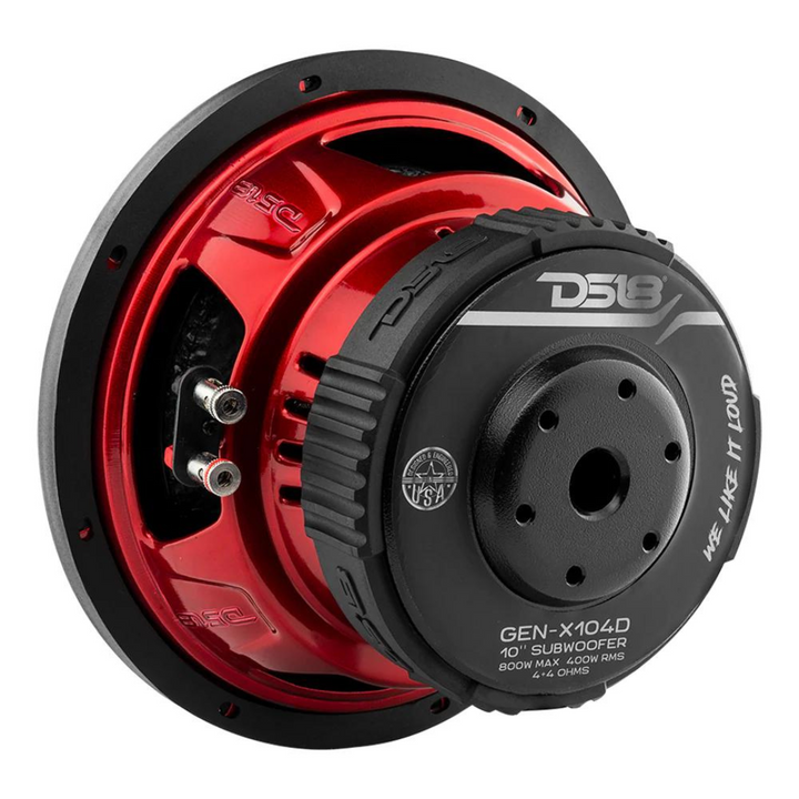 Subwoofer DS18 GEN-X104D de 10" con bobina móvil de aluminio negro de 2" - 400 vatios Rms 4 ohmios DVC