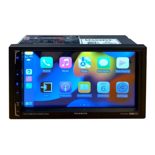 Massive Audio H7CPAW Double-Din Head Unit with 7" Touchscreen - Bluetooth, Dual USB, AUX, SD, Android Auto and CarPlay