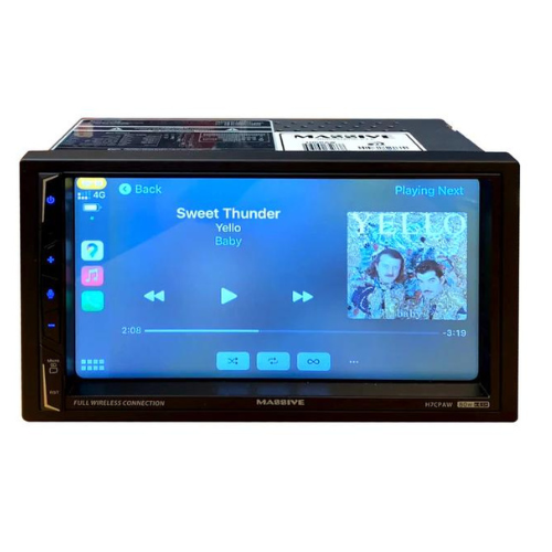 Massive Audio H7CPAW Double-Din Head Unit with 7" Touchscreen - Bluetooth, Dual USB, AUX, SD, Android Auto and CarPlay