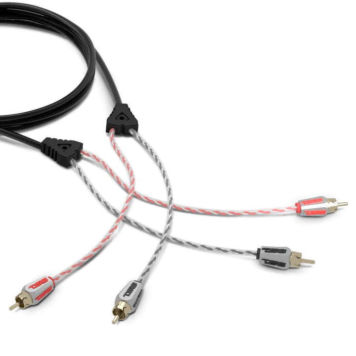 DS18 HQRCA-3FT 3 Foot 2-Channel High Quality Dual Twisted Rca Cable with Braided Nylon Jacket