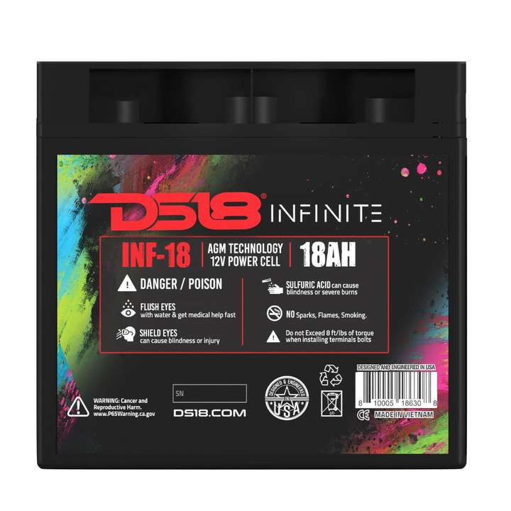 DS18 INF-18AH Batería de audio para automóvil AGM de 12 voltios - 750 vatios Rms | 18Ah