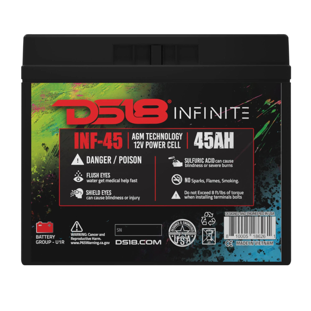 DS18 INF-45AH 12 Volt AGM Car Audio Battery - 1500 Watts Rms | 45Ah