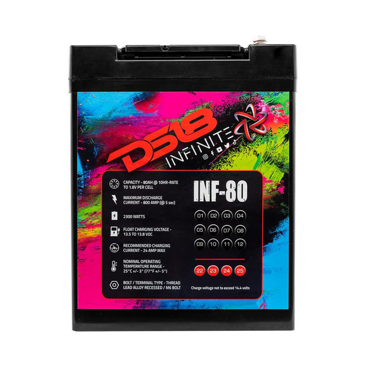 DS18 INF-80AH Batería de audio para automóvil AGM de 12 voltios - 2300 vatios Rms | 80Ah