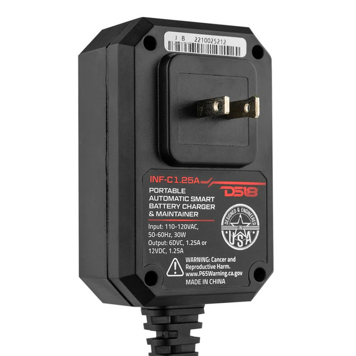 DS18 INF-C1.25A 6 or 12 Volt Smart 1.25A Car Battery Maintainer & Charger - Compatible with Lead-Acid, Wet, Gel and AGM