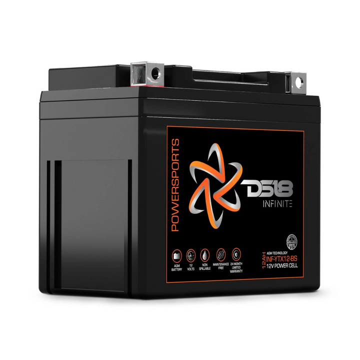 DS18 INF-YTX12-BS 12 Volt AGM Powersports Audio Battery - 450 Watts Rms | 12Ah