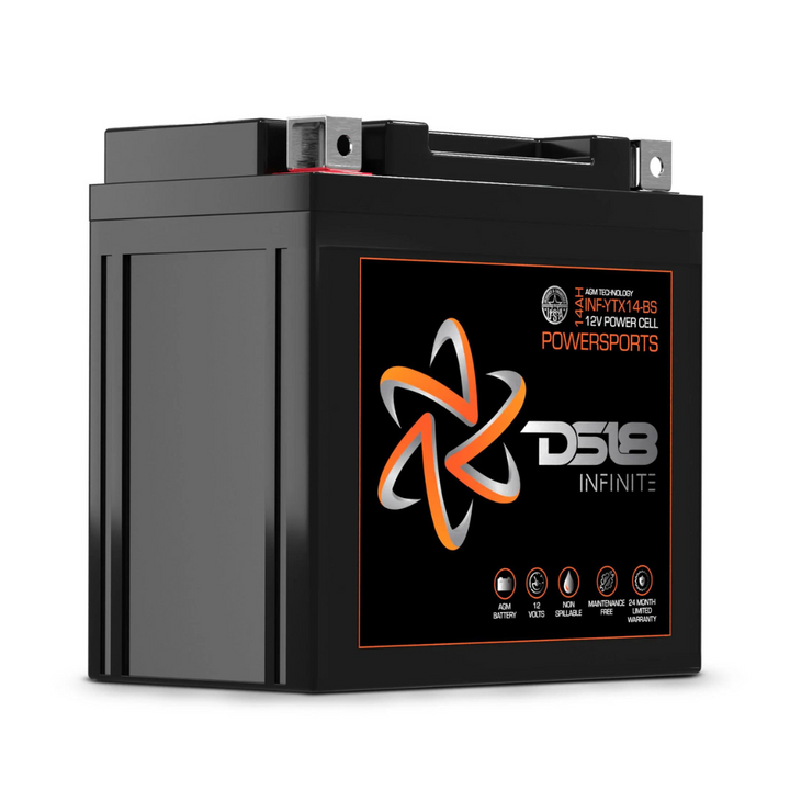 DS18 INF-YTX14-BS 12 Volt AGM Powersports Audio Battery - 500 Watts Rms | 14Ah