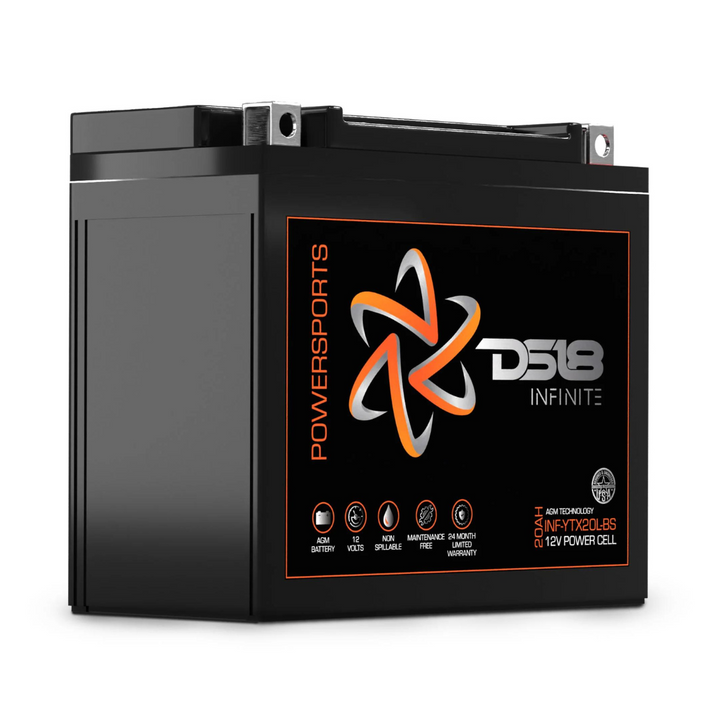 DS18 INF-YTX20L-BS 12 Volt AGM Powersports Audio Battery - 800 Watts Rms | 20Ah