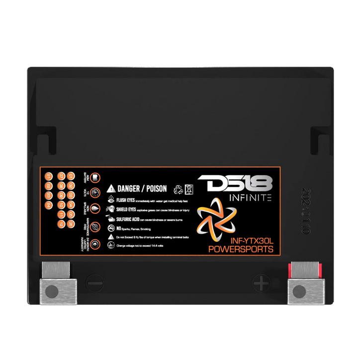 DS18 INF-YTX30L-BS 12 Volt AGM Powersports Audio Battery - 1100 Watts Rms | 30Ah