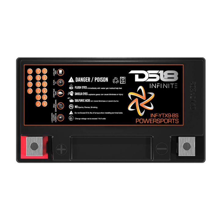 DS18 INF-YTX9-BS 12 Volt AGM Powersports Audio Battery - 350 Watts Rms | 9Ah