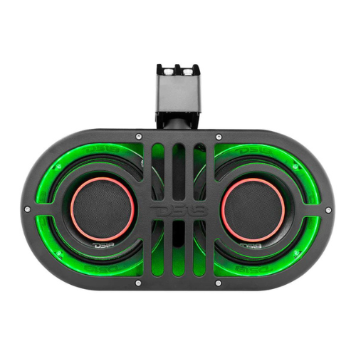 Caja de altavoz dual DS18 JVOCE de 6,5" con luces LED RGB y soportes para barra antivuelco - 450 vatios Rms 2x 4 ohmios