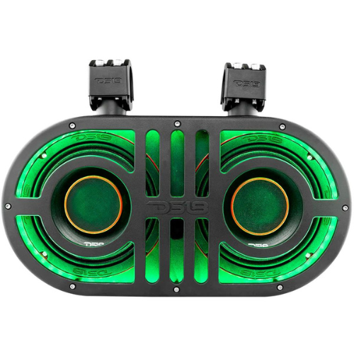 DS18 JVOCE8 Caja de altavoz dual de 8" cargada con luces LED RGB y soportes para barra antivuelco - 500 Watts Rms 2x 4 ohmios