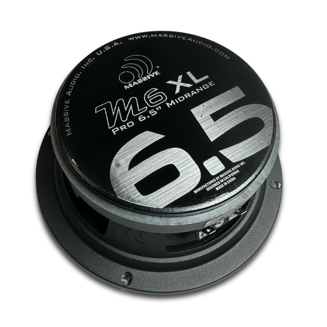 Massive Audio M6XL 6.5" Mid-Range Loudspeaker with Black Aluminum Bullet and 1.5" Voice Coil - 200 Watts Rms 8-ohm