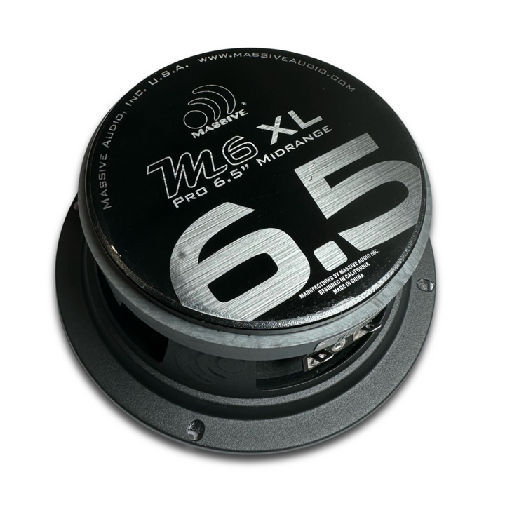 Massive Audio M6XL 6.5" Mid-Range Loudspeaker with Black Aluminum Bullet and 1.5" Voice Coil - 200 Watts Rms 8-ohm