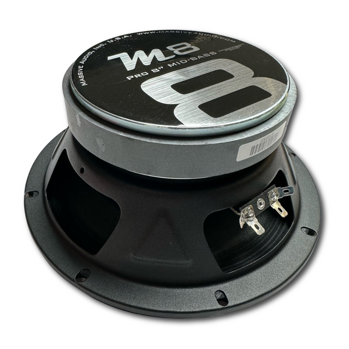 Massive Audio M8 8" Mid-Bass Loudspeaker with Black Aluminum Bullet and 1.5" Voice Coil - 150 Watts Rms 4-ohm