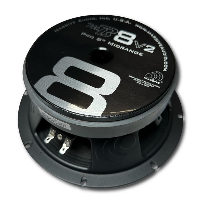 Massive Audio MB8 8" Mid-Bass Loudspeaker with Classic Dust Cap and 2" Voice Coil - 175 Watts Rms 4-ohm