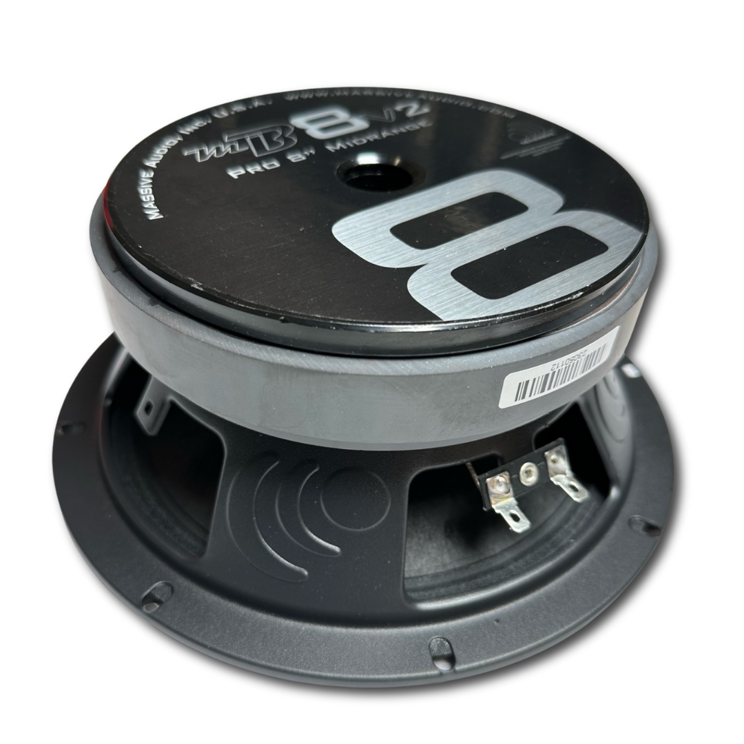 Massive Audio MB8 8" Mid-Bass Loudspeaker with Classic Dust Cap and 2" Voice Coil - 175 Watts Rms 4-ohm