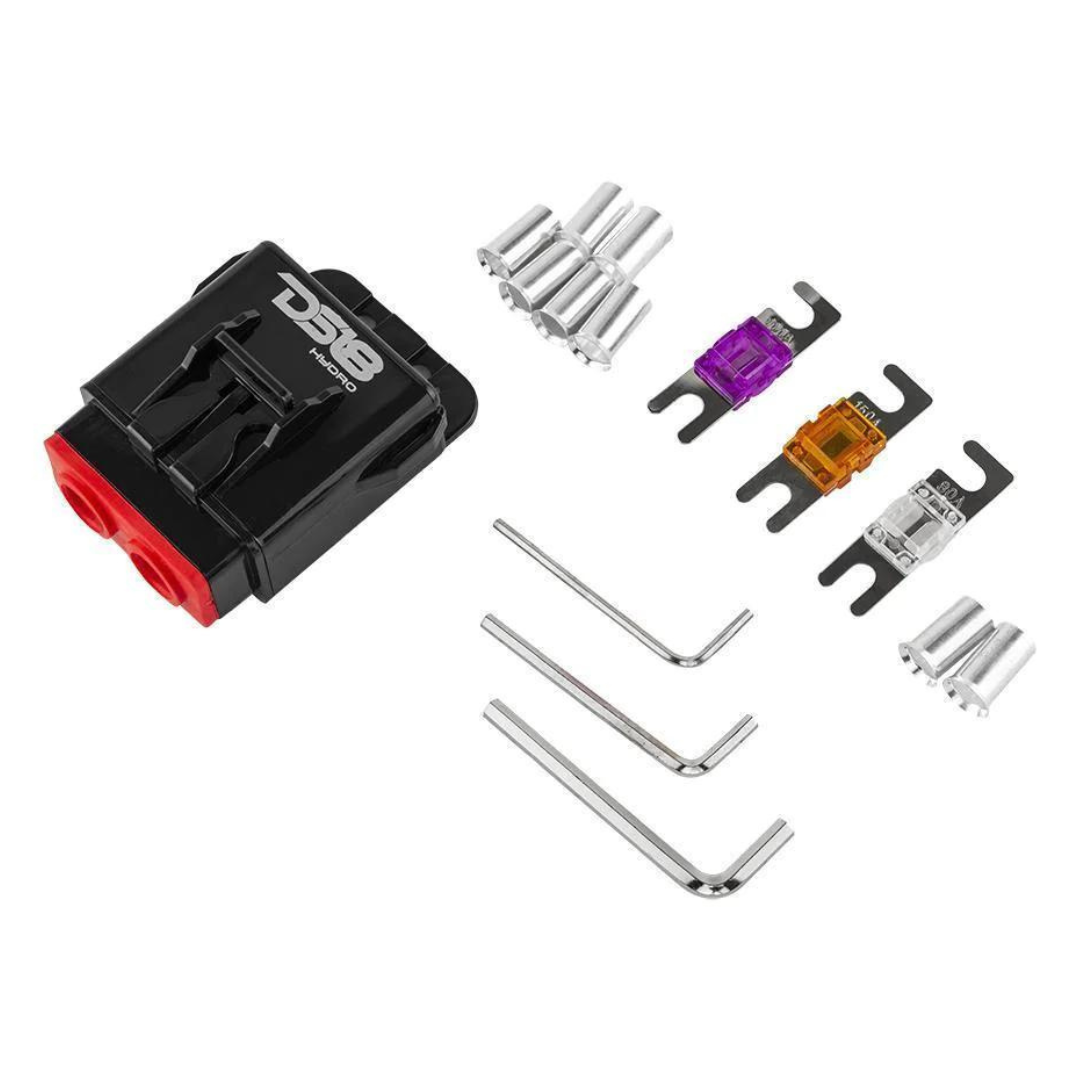 Portafusibles resistente al agua DS18 MFH4 de grado marino, calibre 4, incluye fusibles estilo ANL y casquillos de alambre