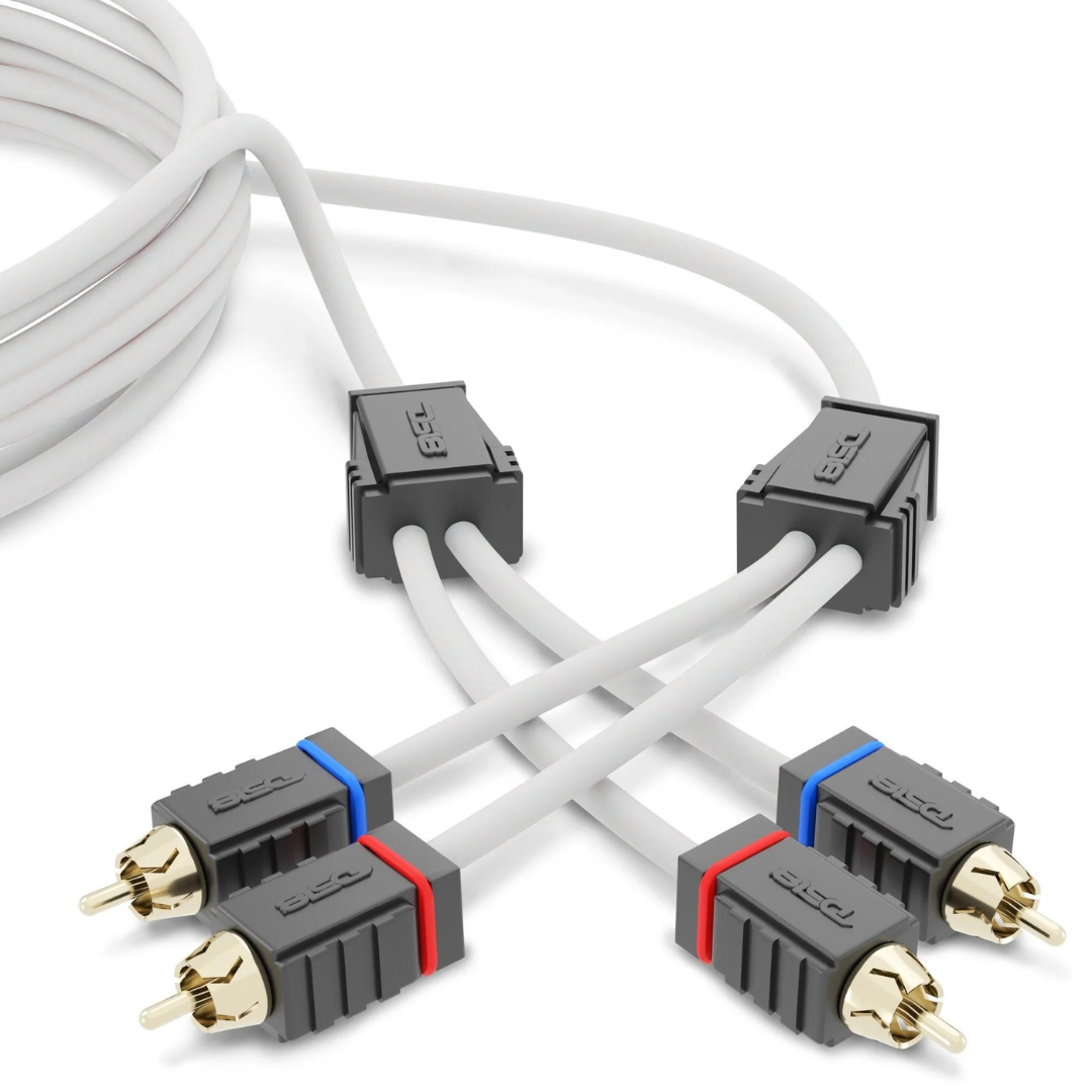 DS18 MOFCR-12FT 12 Foot Marine Grade 2-Channel Twisted Rca Cable - Made with Tinned OFC Copper Wire