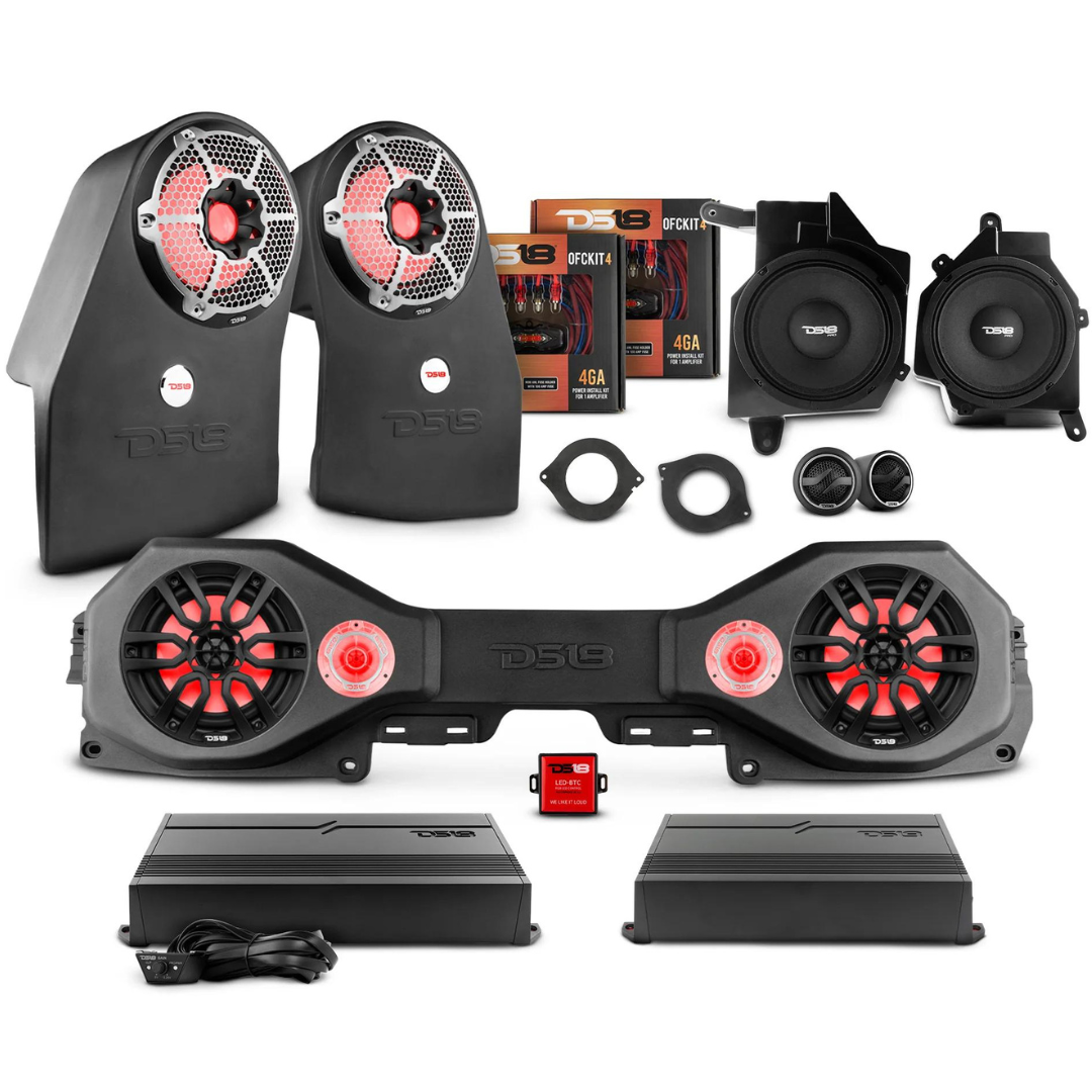 2018-up Jeep Wrangler JL & JLU - DS18 Complete Audio Package - Includes Amplifiers, Speakers, Subwoofers, Soundbar, Sub Enclosures, Amp Kits and LED Controller
